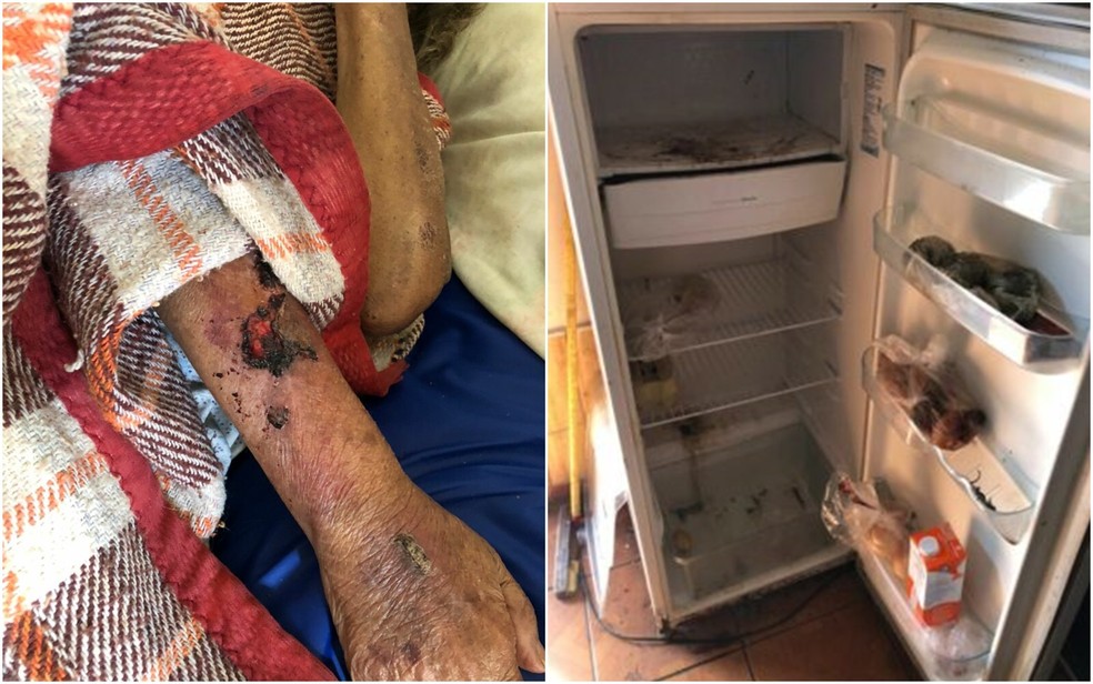 Policiais civis encontraram idosa com feridas e sem comida em casa, abandonada pelo neto, em Goiânia, Goiás — Foto: Reprodução/Polícia Civil