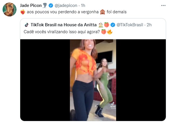 Jade Picon comenta dança com Anitta (Foto: Twitter)