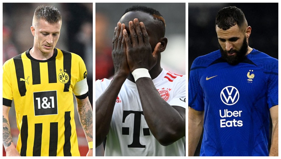 Marco Reus, Sadio Mané e Karim Benzema: desfalques da Copa do Catar