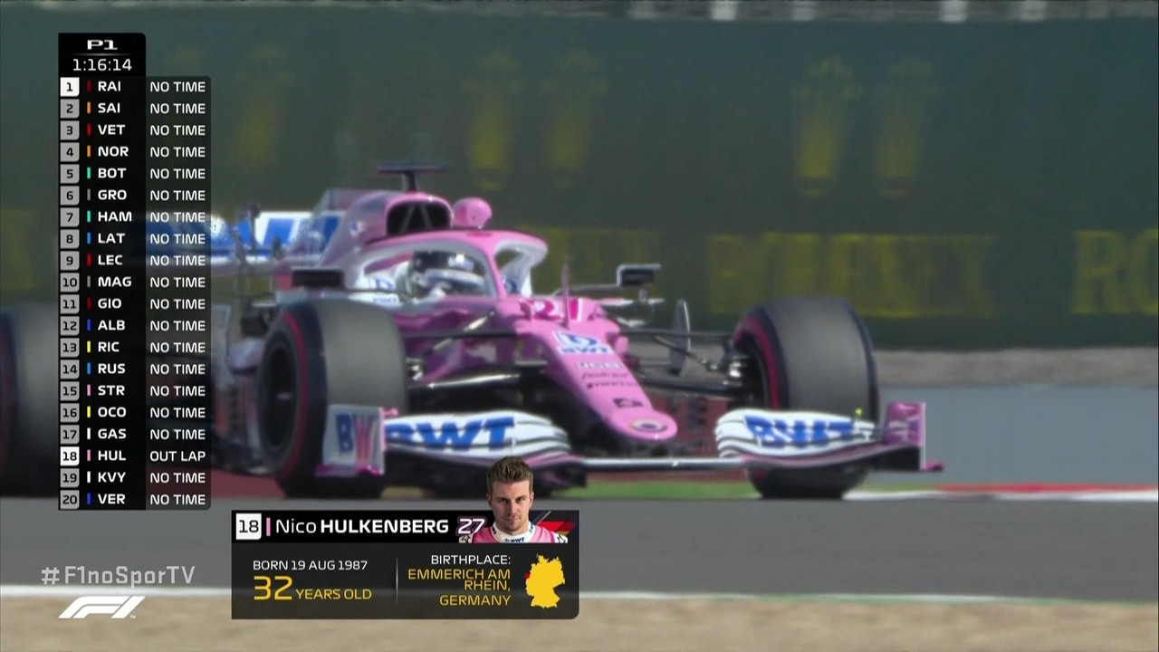 Nico Hulkenberg sai para a pista e estreia carro da Racing Point no GP da Inglaterra