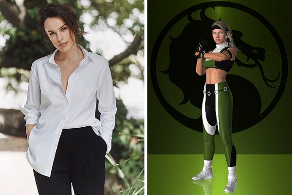 A atriz Jessica McNamee e a personagem Sonya Blade, de 'Mortal Kombat' (Foto: Instagram / Reprodução)