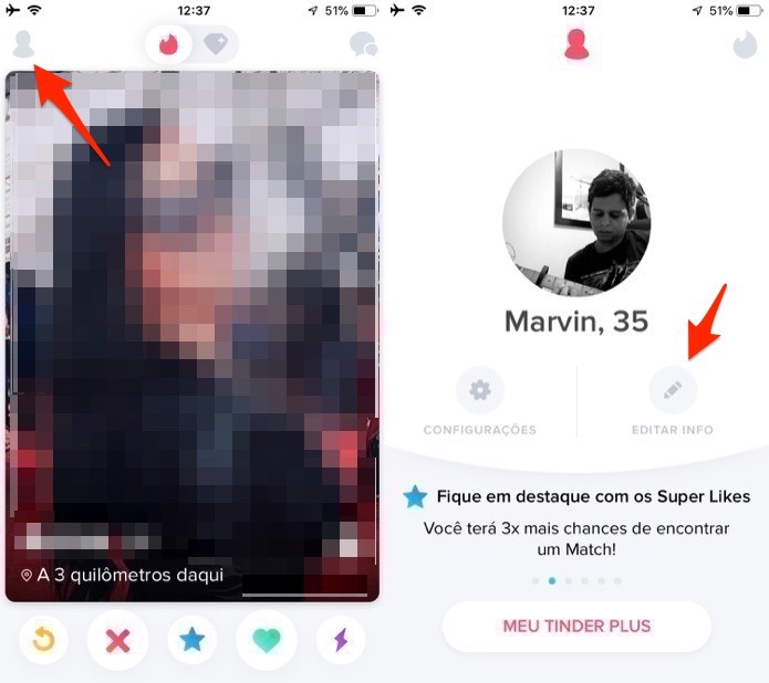 Ação para configurar informações pessoais no aplicativo Tinder (Foto: Reprodução/Marvin Costa) Ação para configurar informações pessoais no aplicativo Tinder (Foto: Reprodução/Marvin Costa)