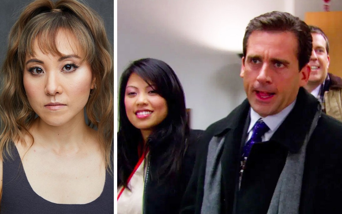 À esquerda, a atriz Kat Ahn; à direita, Kulap Vilaysack e Steve Carell em cena da série The Office (Foto: Reprodução / Instagram ; reprodução)