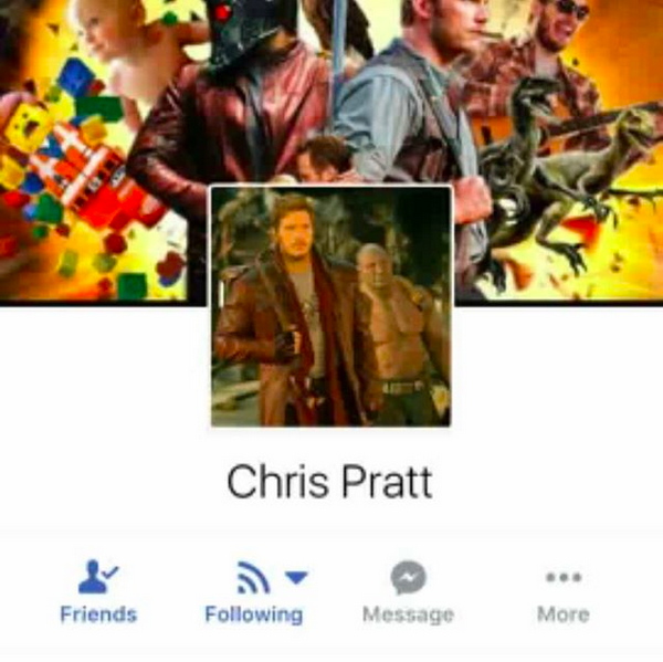 O perfil falso do ator Chris Pratt no Facebook denunciado pelo astro nas redes sociais (Foto: Instagram)