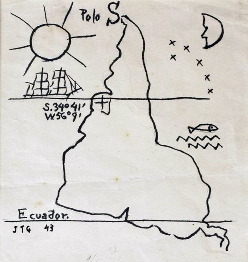 'América Invertida', obra do pintor uruguaio Joaquín Torres-García de 1943 — Foto: BBC