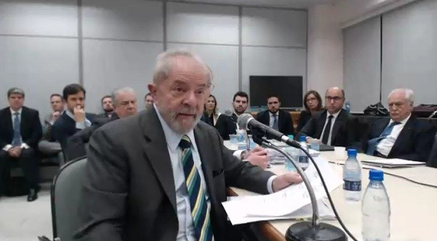 O ex-presidente Lula em depoimento ao juiz Sérgio Moro (Foto: Justiça Federal do Paraná)