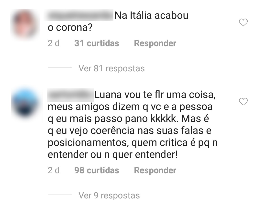 Luana Piovani recebe críticas de seguidores (Foto: Reprodução/Instagram)