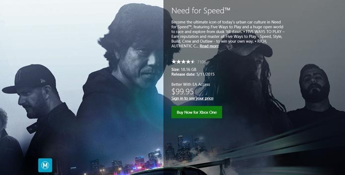 Tela de Need for Speed na Xbox Live Marketplace (Foto: Reprodução/André Mello)