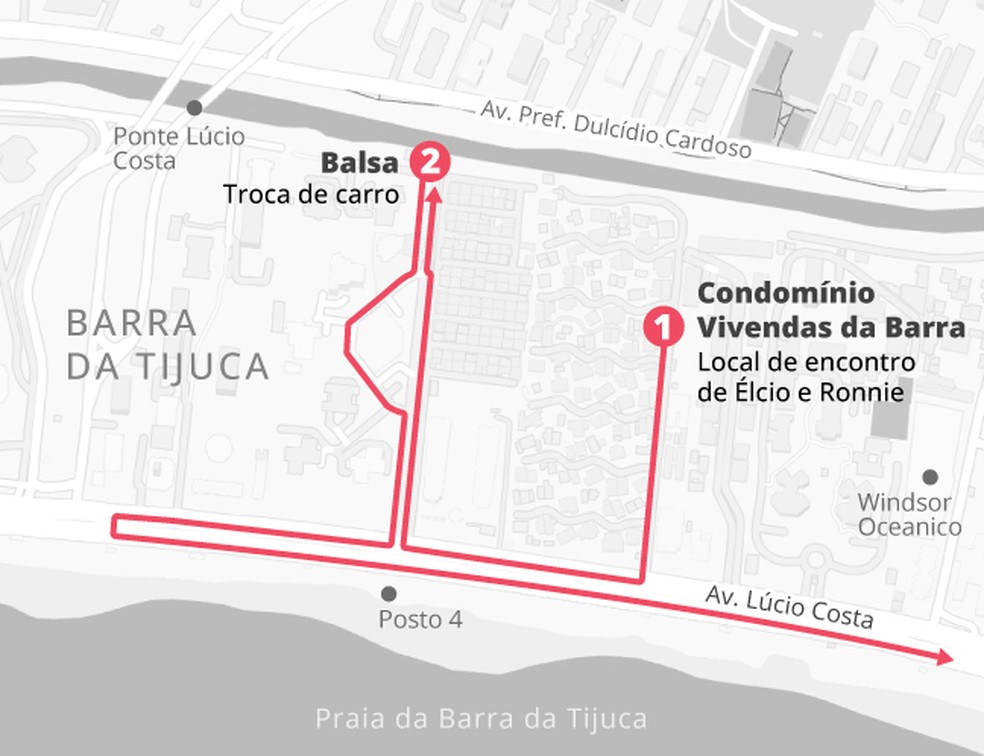 Mapa da mêcanica do crime da Marielle Franco - troca de carros — Foto: Arte GLOBO