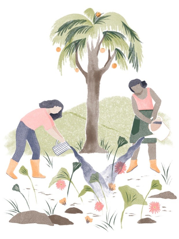 Ilustração No jardim de Ananda Apple, março de 2019 (Foto: Ilustração Anália Moraes / Editora Globo)