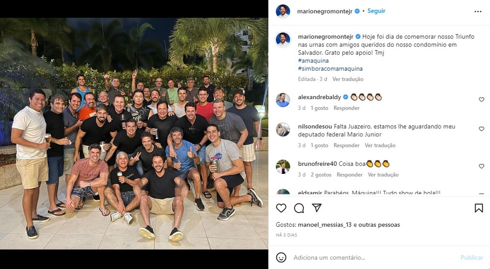 Deputados do PP no Nordeste, como Mario Negromonte Jr. (PP-BA) evitam fazer campanha para Bolsonaro e tÃªm comemorado suas prÃ³prias vitÃ³rias, com amigos ou em BrasÃ­lia â Foto: ReproduÃ§Ã£o