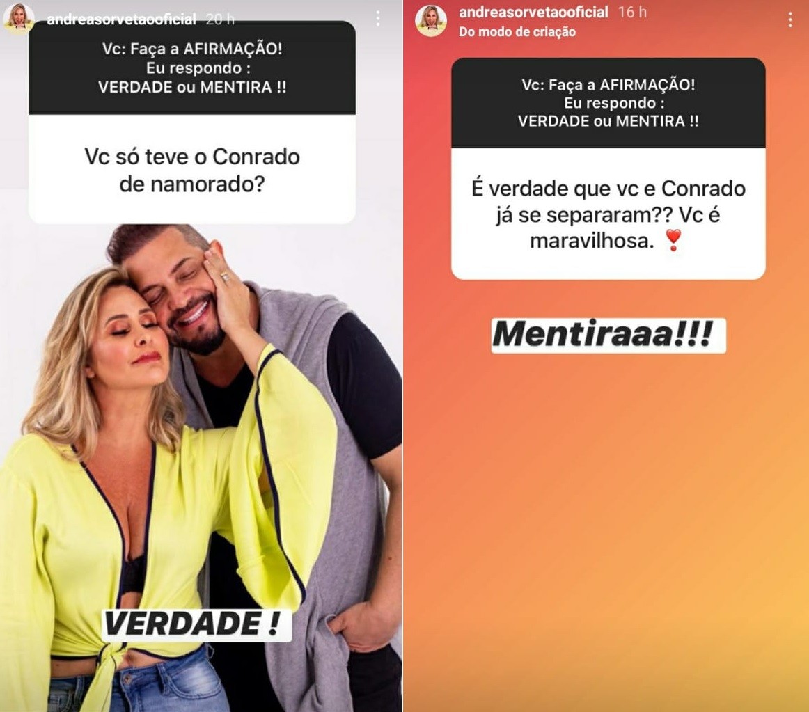 Andréa Sorvetão fala sobre relação com o marido, o cantor Conrado (Foto: Reprodução/Instagram)