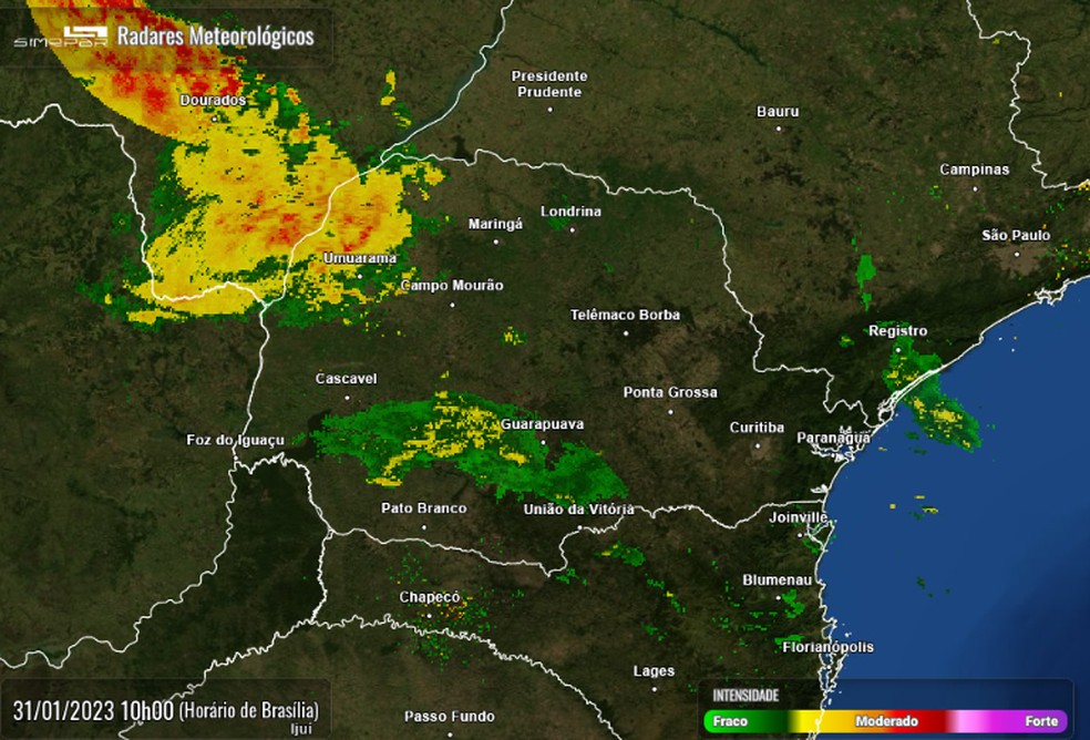 Chuva avança no Paraná — Foto: Simepar/reprodução