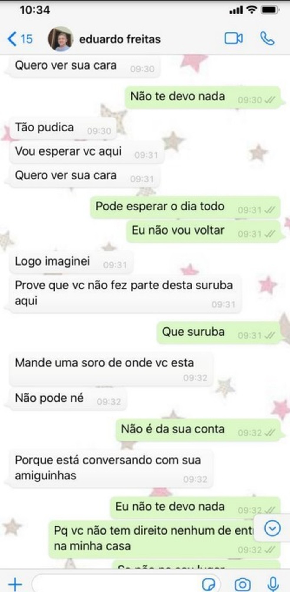 Conversa entre o réu e a vítima morta em Sorocaba — Foto: Reprodução