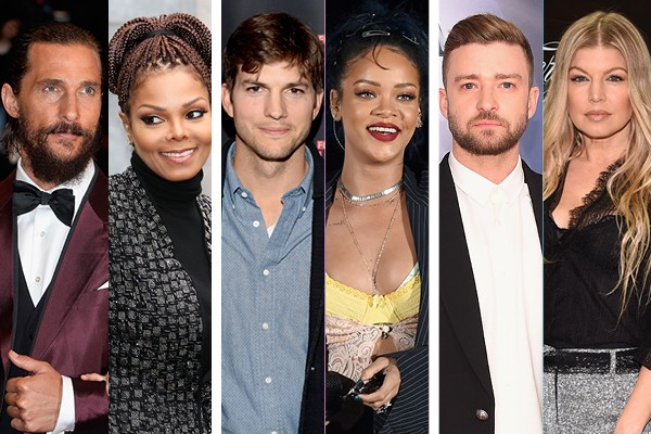 Matthew McConaughey e Janet Jackson, Ashton Kutcher e Rihanna, Justin Timberlake e Fergie (Foto: Getty Images)