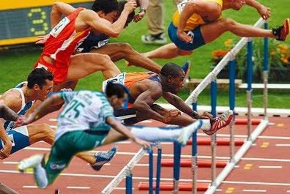 Hamilton participando até de provas de atletismo — Foto: Reprodução
