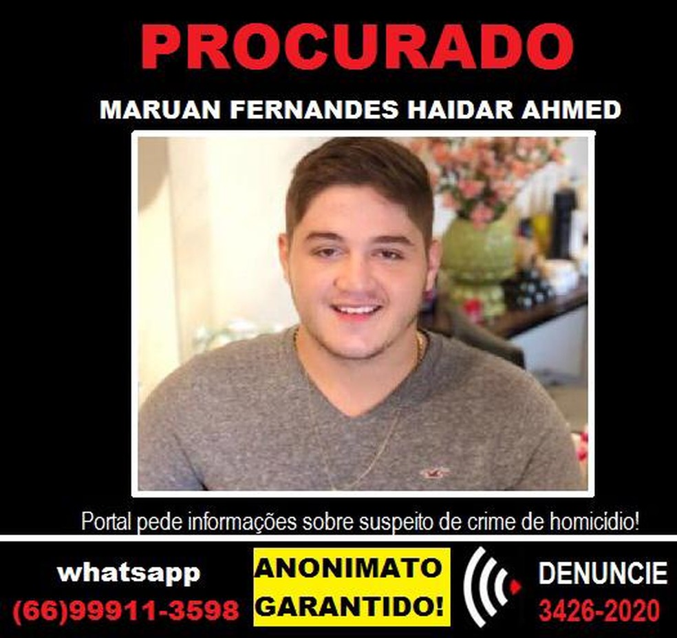 Maroan Fernandes Haidar Ahmed é procurado acusado de matar cliente de conveniência em Rondonópolis — Foto: Polícia Civil de Mato Grosso/Divulgação
