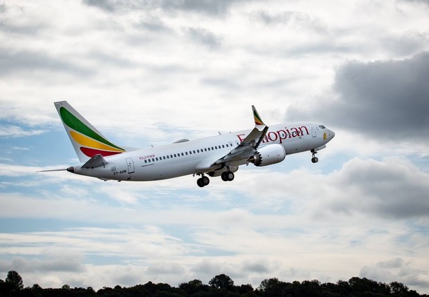 Um dos B737 MAX-8 da Ethiopian Airlines, modelo que caiu na noite de 10 de março (Foto: Facebook/Ethiopian Airlines)