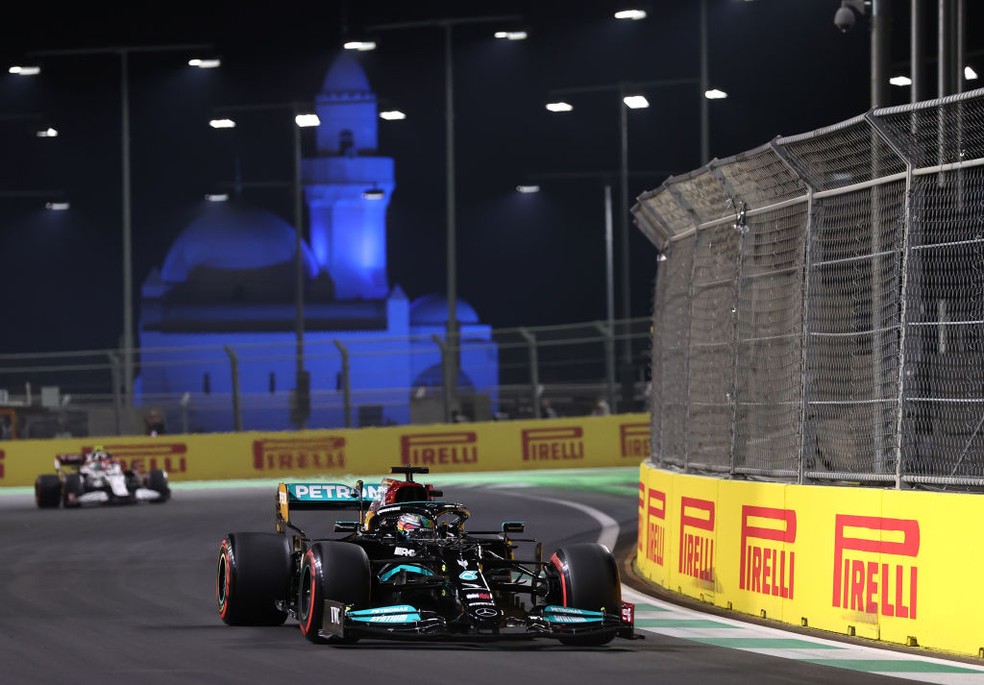 Lewis Hamilton na classificação do GP da Arábia Saudita da F1 — Foto: Lars Baron/Getty Images