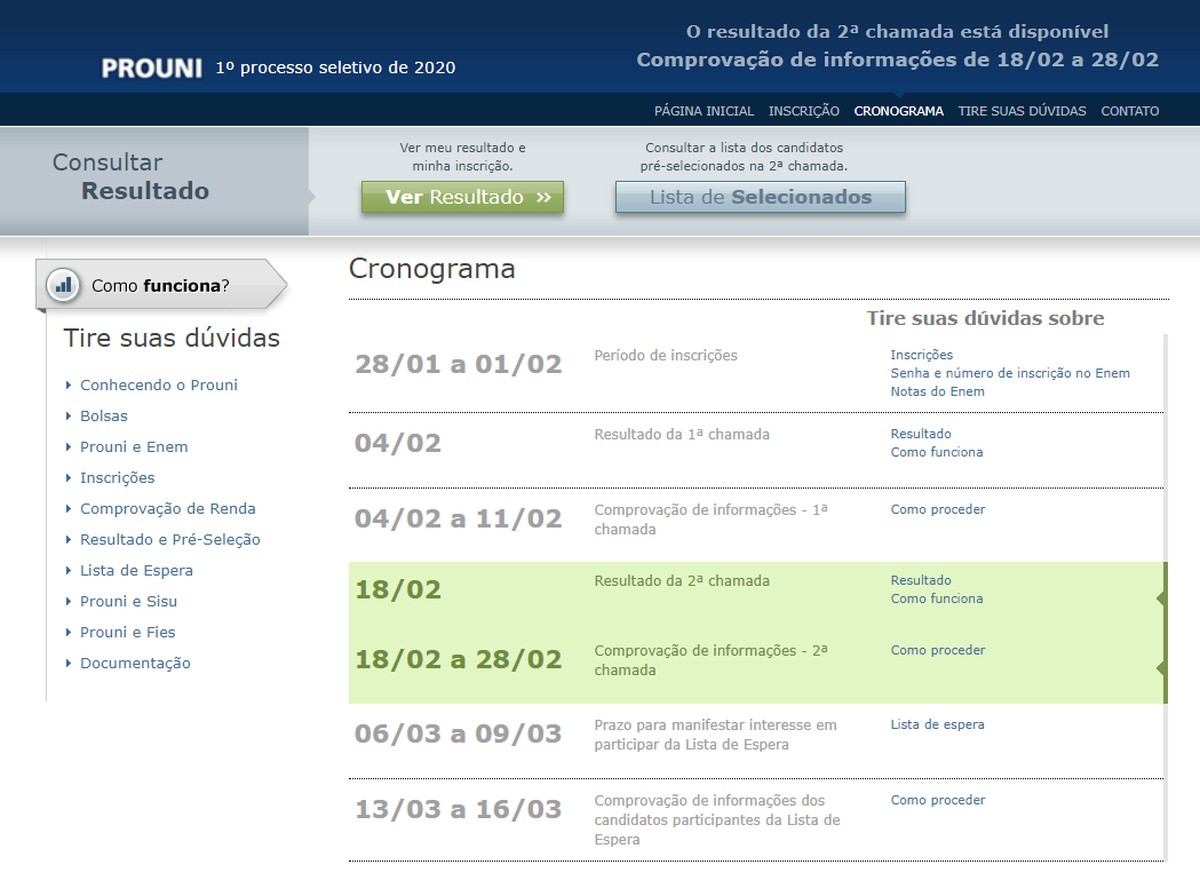 Prouni 2020 divulga resultado da segunda chamada | Educação | G1