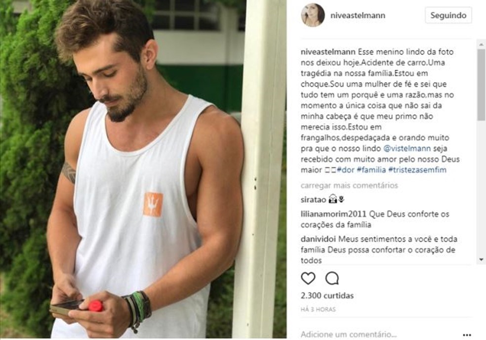 Nívea Stelmann lamenta a morte do primo Vinícius (Foto: Reprodução Instagram)