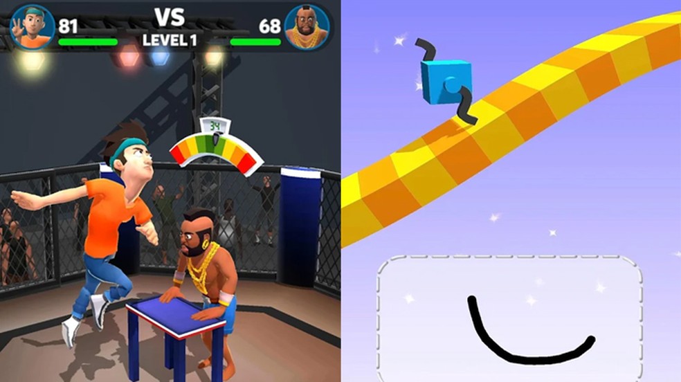 Slap Kings e Draw Climber foram os jogos mais baixados nos smartphones e tablets em março — Foto: Reprodução/Google Play