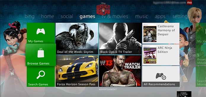 Vá até a aba Games em seu Xbox 360 (Foto: Reprodução/YouTube)