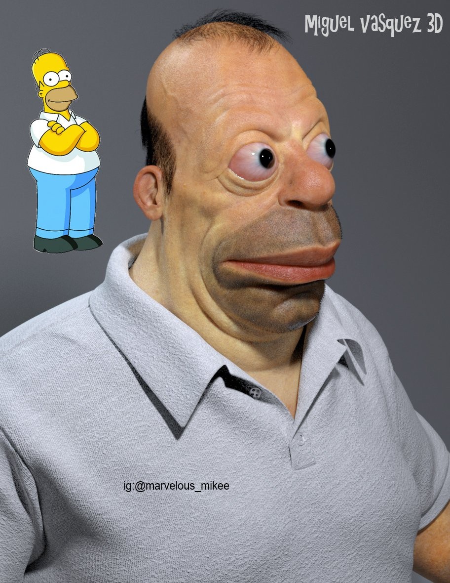 O Homer Simpson da vida real criado pelo designer Miguel Vasquez (Foto: Twitter)