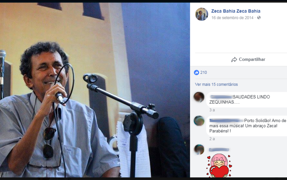 Zeca Bahia morreu em decorrência de falência múltipla de órgãos (Foto: Reprodução/ Redes Sociais)