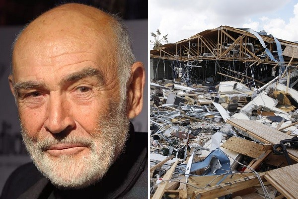 O ator Sean Connery e escombros do furacão Dorian (Foto: Getty Images)