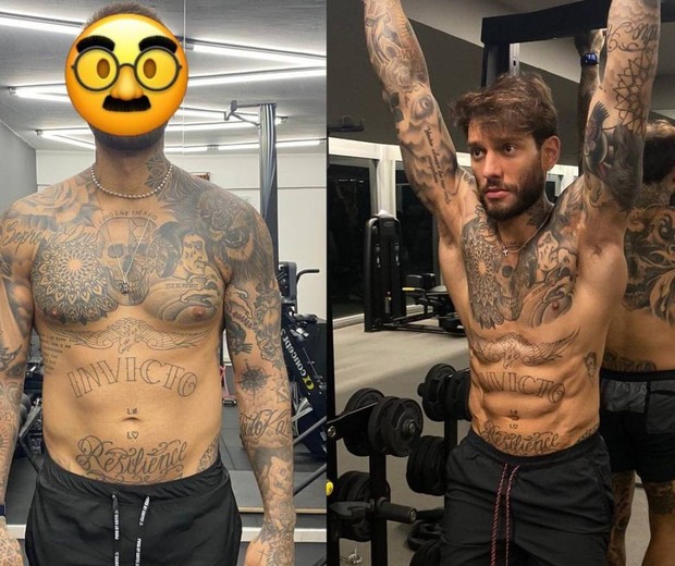 Lucas Lucco antes e depois de voltar a treinar (Foto: Reprodução/Instagram)