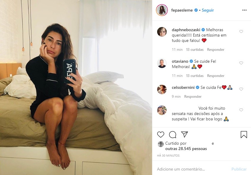 Fernanda Paes Leme recebe apoio nas redes sociais após diagnóstico de Covid-19 (Foto: Reprodução/Instagram)