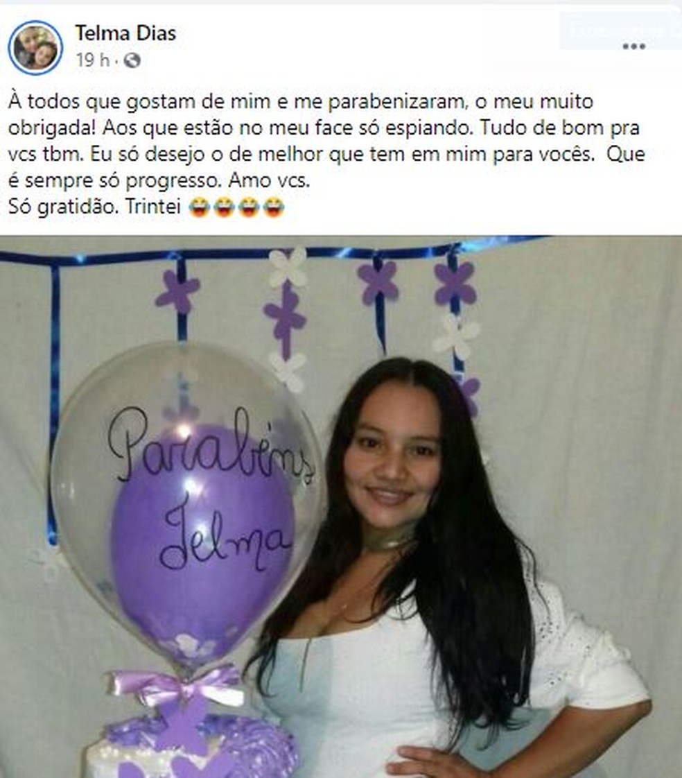 Vítima comemorava o aniversário horas antes do crime em SC — Foto: Reprodução/Redes Sociais