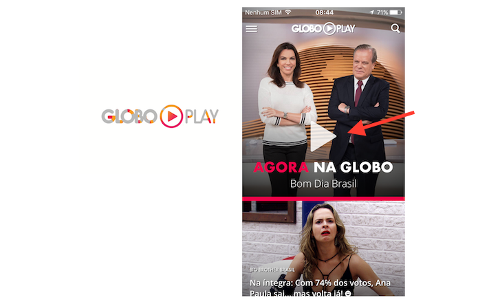 Acessando o aplicativo do Globo Play no celular (Foto: Reprodução/Marvin Costa)