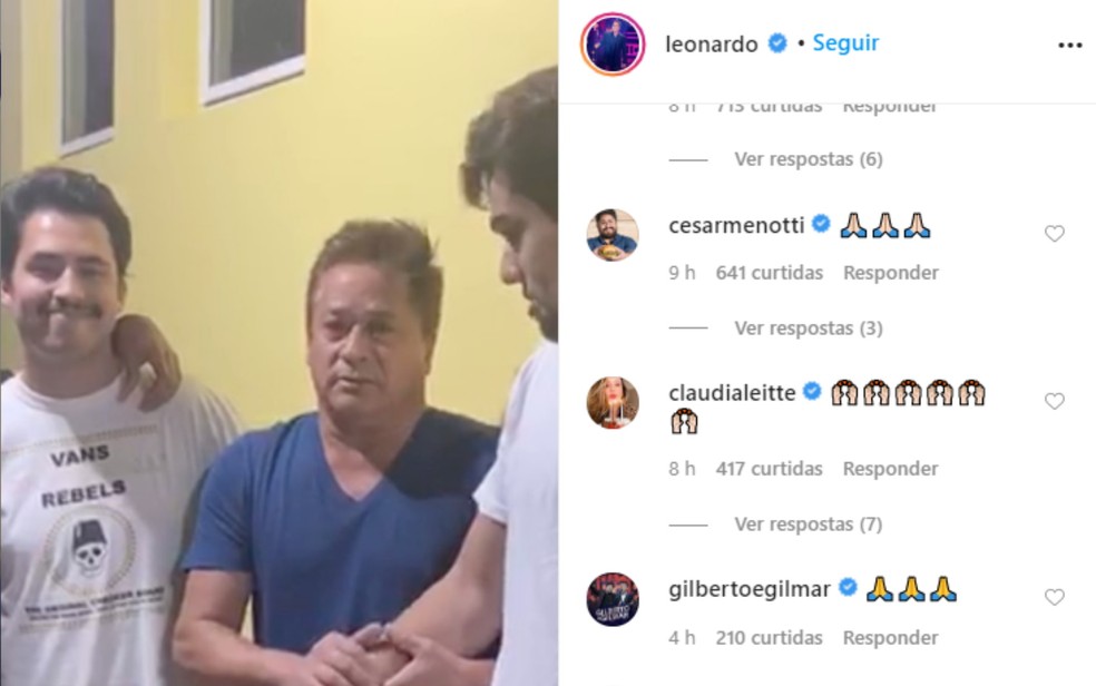 Famosos comentam em vídeo de Leonardo que mostra filhos e sobrinho bem após acidente — Foto: Reprodução/Instagram