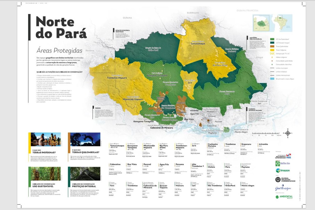 Mapa mostra limites das Unidades de Conservação na Calha, no Pará — Foto: Divulgação