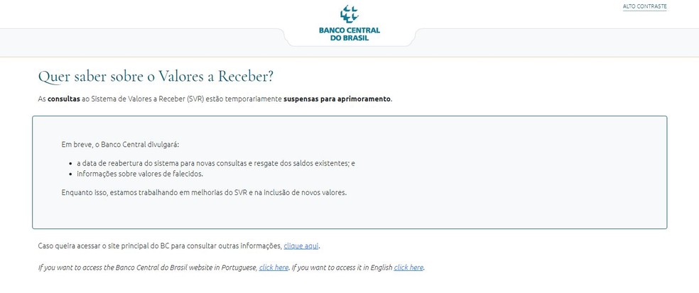 Consulta a dinheiro esquecido em bancos est&aacute; suspensa &mdash; Foto: Reprodu&ccedil;&atilde;o