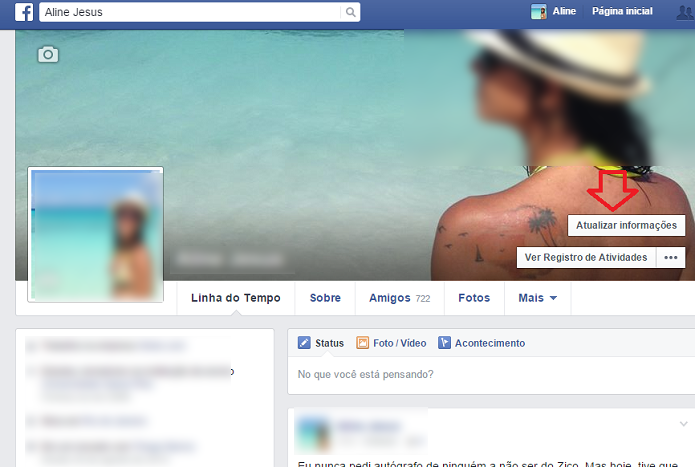 Acesso ao perfil no Facebook (Foto: Aline Jesus/Reprodu??o)