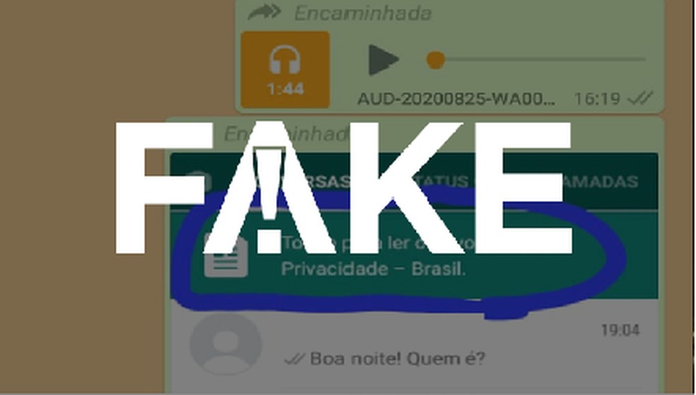 E Fake Mensagem Que Fala Que Aviso De Privacidade Do Whatsapp Instala Virus No Celular Fato Ou Fake G1