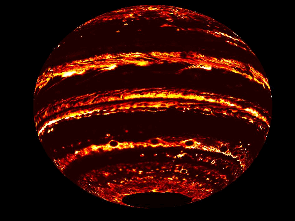 Gif em infravermelho de imagens feitas pela Juno (Foto: J.E.P. Connerney et al.)