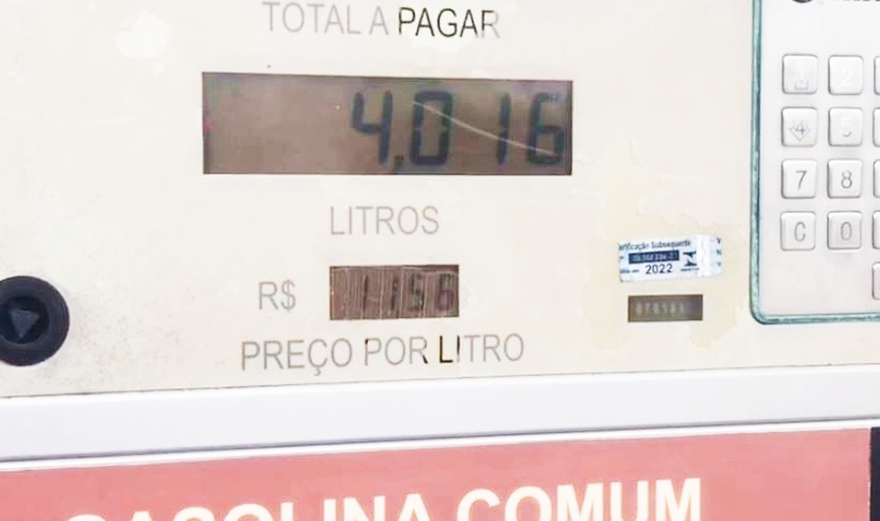 Gasolina em Jordão subiu para R$ 11,56 nesta sexta — Foto: Kézio Araújo/reprodução