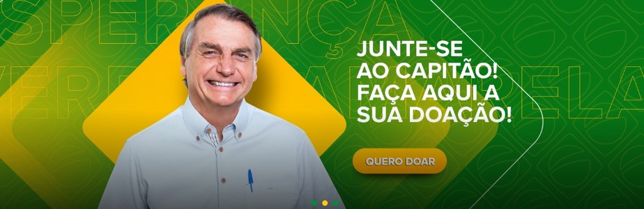 Banner em site da campanha de Bolsonaro pede doações