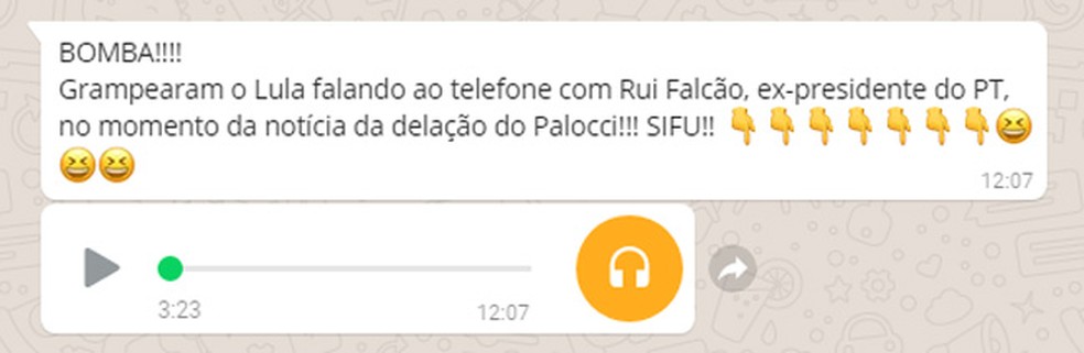 Mensagem falsa que tem circulado no WhatsApp (Foto: Reprodu&ccedil;&atilde;o)