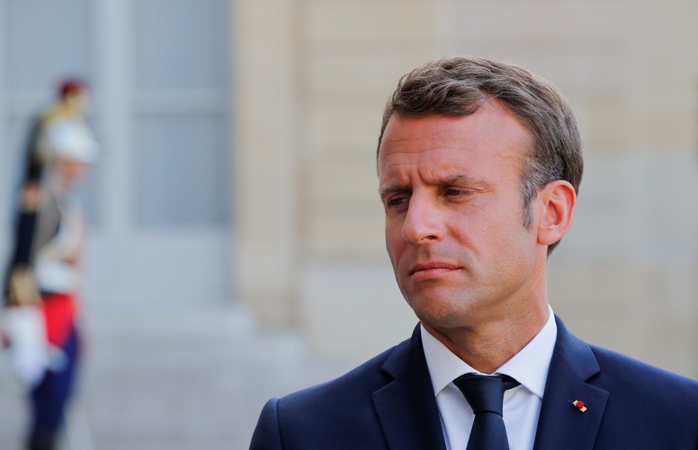 Presidente francês, Emmanuel Macron, durante encontro das Nações Unidas sobre refugiados em Paris — Foto: Philippe Wojazer/Reuters