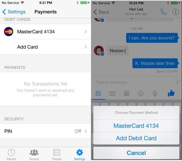 'Messenger', aplicativo de mensagens do Facebook, fará transferências em dinheiro, mostram imagens do código do app, captadas pelo estudante Andrew Aude. (Foto: Divulgação/Andrew Aude)