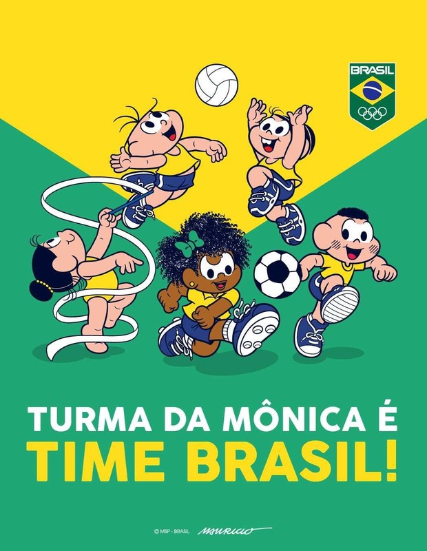 Na abertura da Olimpíada de Tóquio, Turma da Mônica reuniu personagens para mostrar sua torcidapelo Time Brasil (Foto: Instagram @turmadamonica)