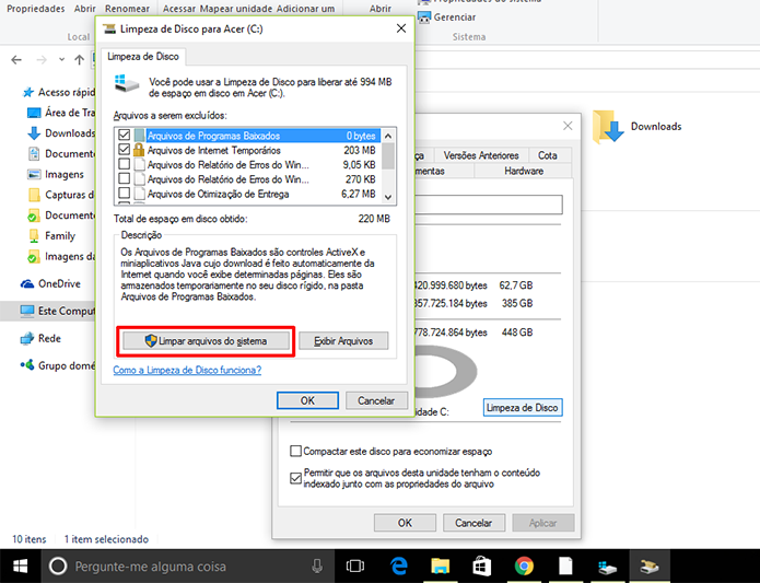 Windows tem sessão separada para arquivos do sistema (Foto: Reprodução/Elson de Souza)