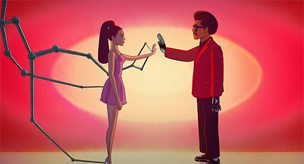 Ariana Grande e The Weeknd no video clipe de Save Your Tears (Foto: Reprodução/Youtube)