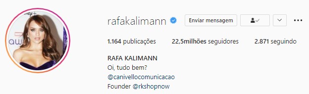 Rafa Kalimann tem 22,5 milhões de seguidores (Foto: Reprodução/Instagram)