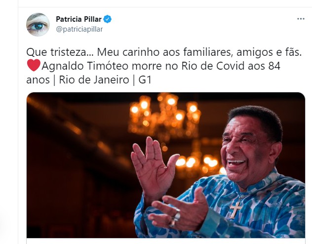 Patrícia Pillar lamenta morte d Agnaldo Timóteo (Foto: Reprodução Twitter e Reprodução Instagram)